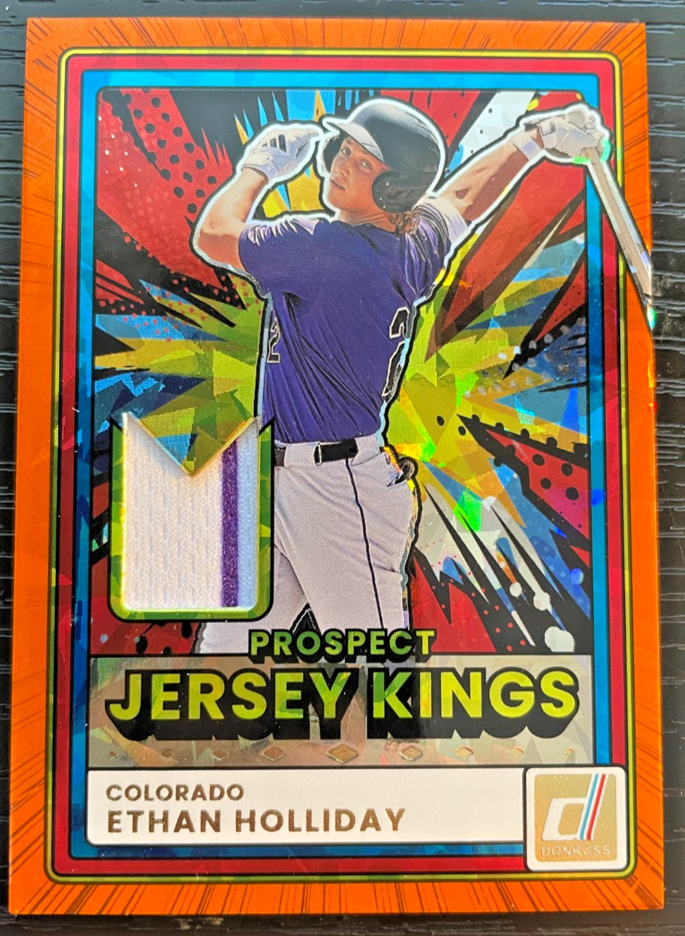 2026 Donruss Prospect Jersey Kings ORANGE ICE Relic Ethan Holliday PJK-EH Stripe