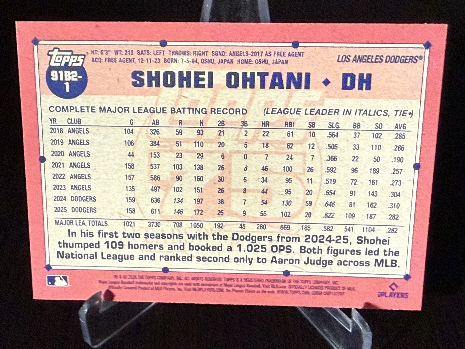 2026 Topps Series 2 – Shohei Ohtani #91B2-1 – 1991 Topps Throwback