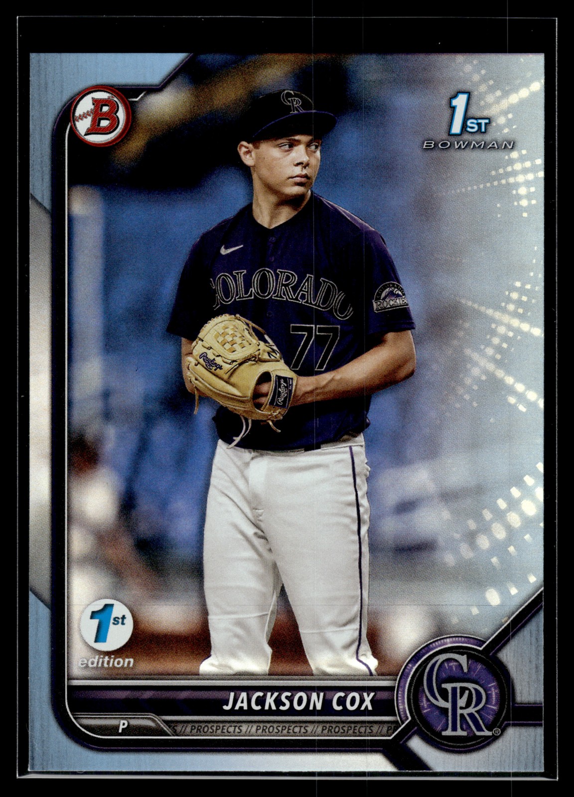 Jackson Cox 2022 Bowman Draft 1st Edition Sky Blue Foil Card #BD-174