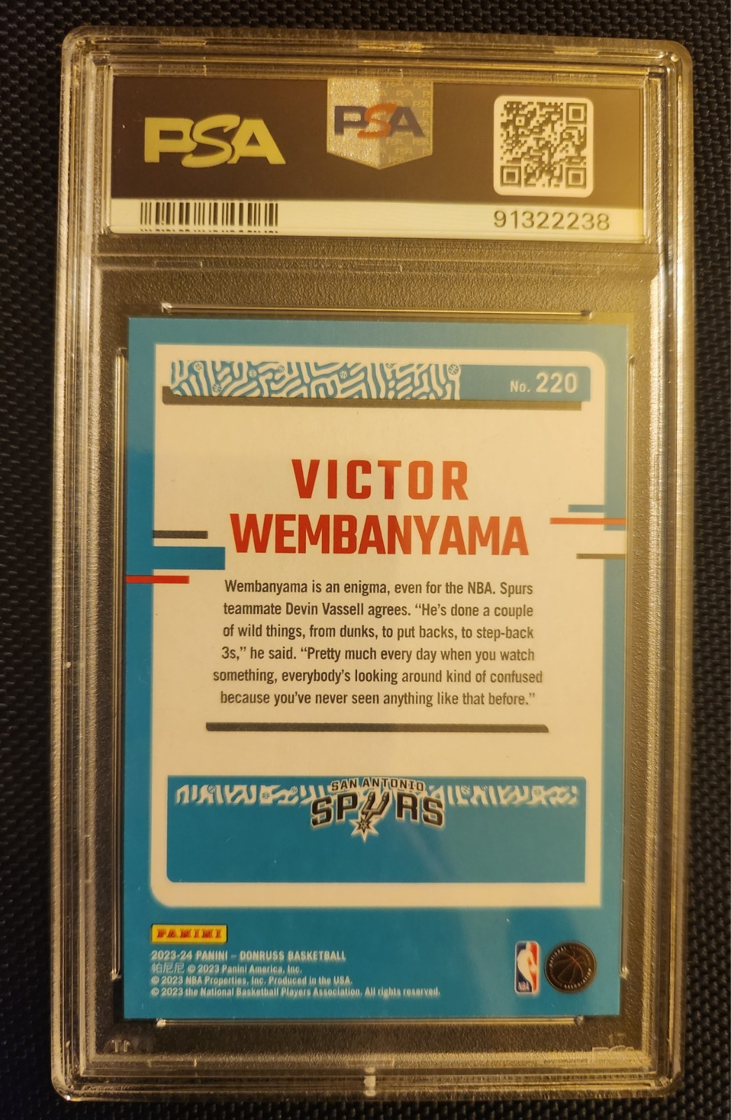 2023-24 Panini Donruss – Rated Rookie Victor Wembanyama #220 (RC) PSA 9
