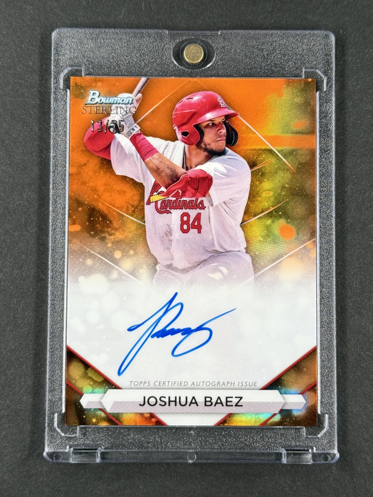 Joshua Baez AUTO #/75 2023 Bowman Sterling Prospect Orange Refractor Cardinals