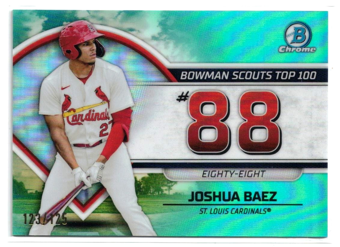 2023 Bowman Top 100 AQUA Refractor RC Joshua Baez #BTP-88! Cardinals Rookie /125