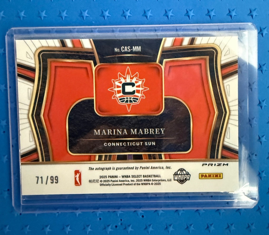 2025 WNBA Select Marina Mabrey Courtside Action Red Auto /99