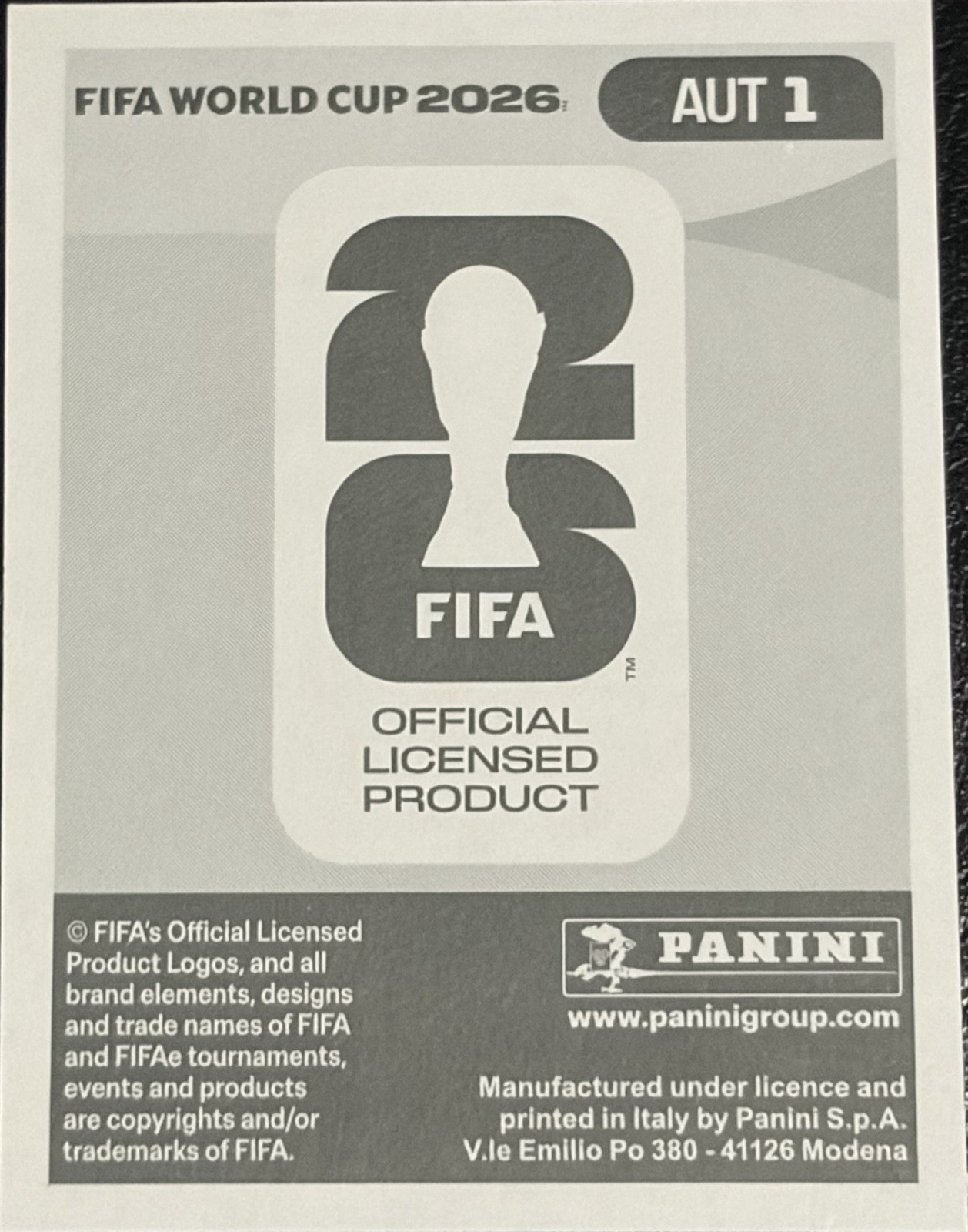 Panini FIFA World Cup 2026 Austria Team Shield AUT-1 Sticker!