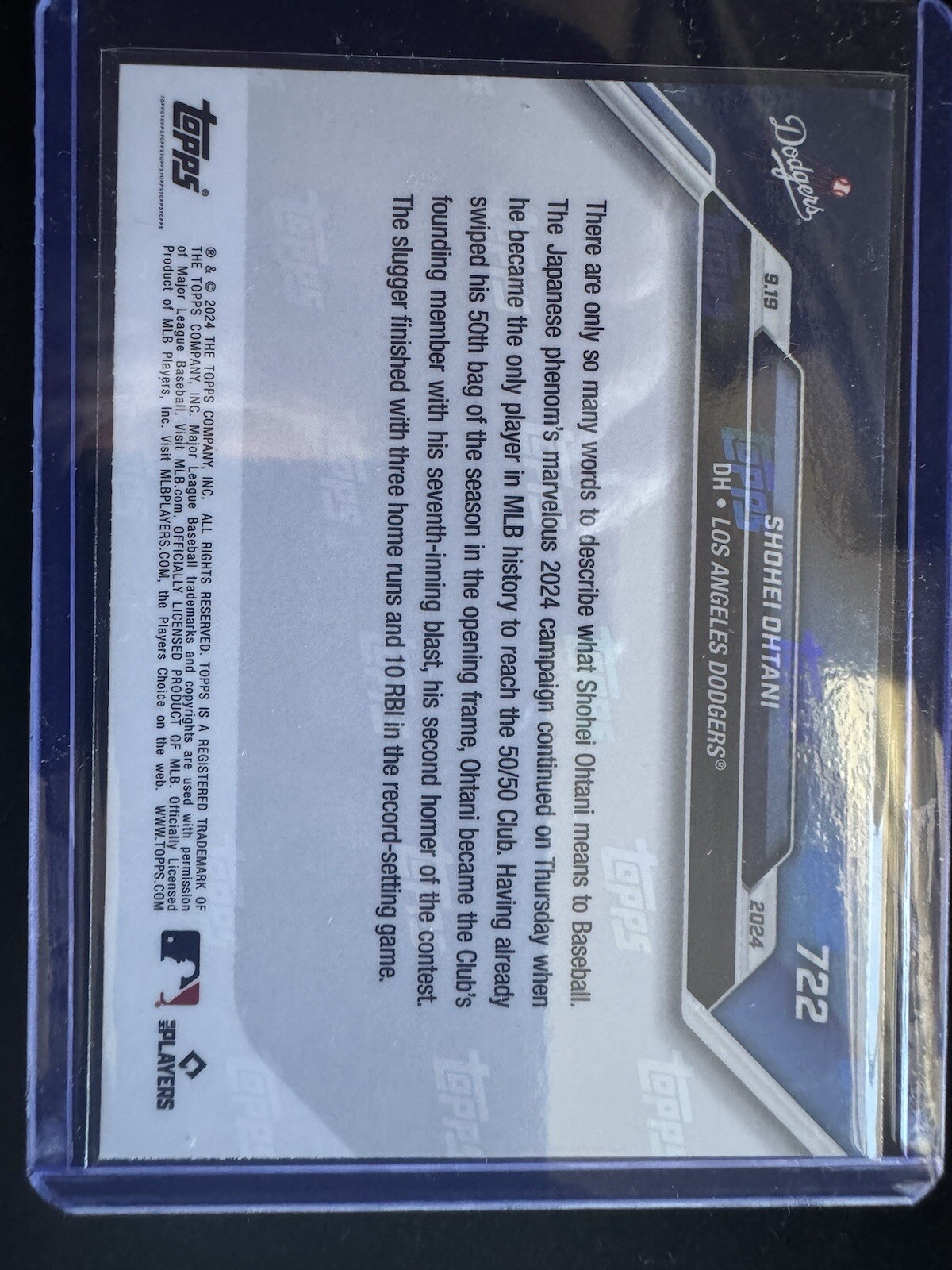 2024 MLB Topps NOW 722 SHOHEI OHTANI 50/50 HR/SB LA DODGERS ready to ship now!!