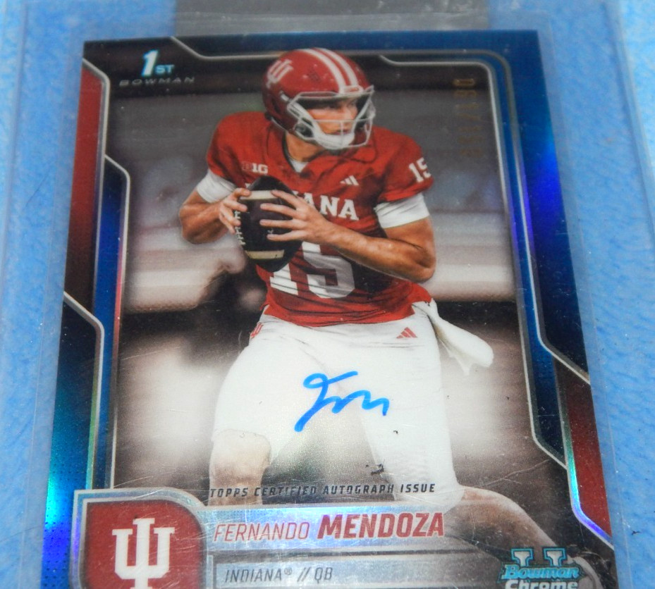 2025 Bowman FERNANDO MENDOZA 1st Rookie Blue Auto Refractor Card BCA-FME 061/150