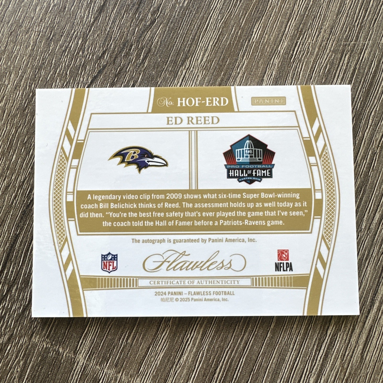 2025 Panini Flawless Ed Reed 2024 Hall of Fame Auto Silver /20 🔥 🔥 🔥