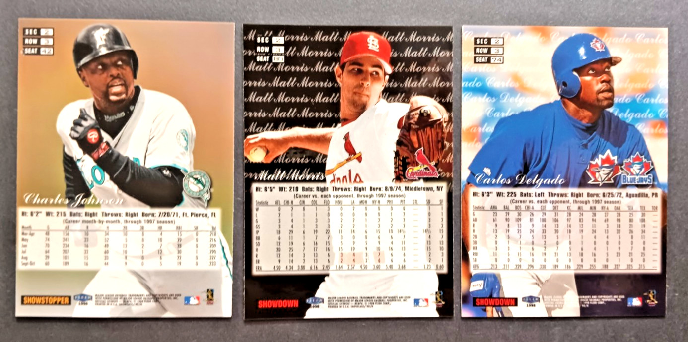 1998 Flair Showcase Baseball 11 Card Lot Row 0 1 2 3 See List in Description