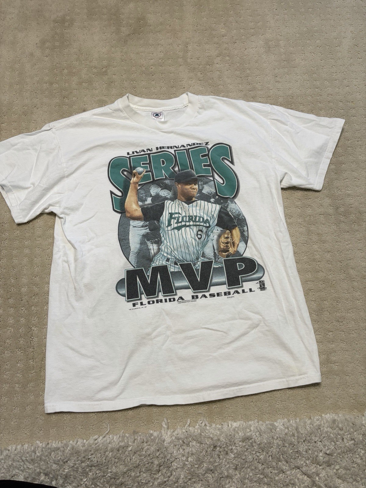VTG Florida Marlins Livan Hernandez MLB 1997 World Series MVP Men’s T Shirt XL