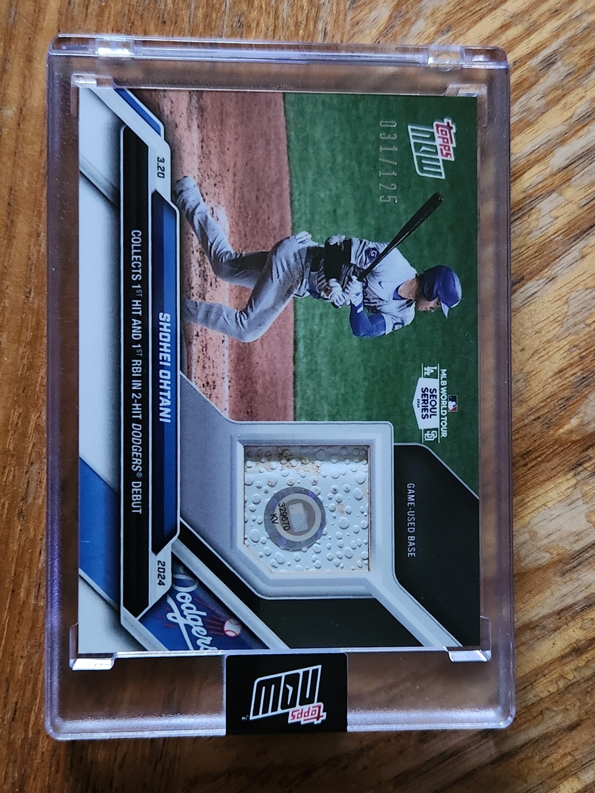 2024Topps Now Shohei Ohtani Card # 1 Dodgers Debut Collects 2 Hits Seoul 31/125