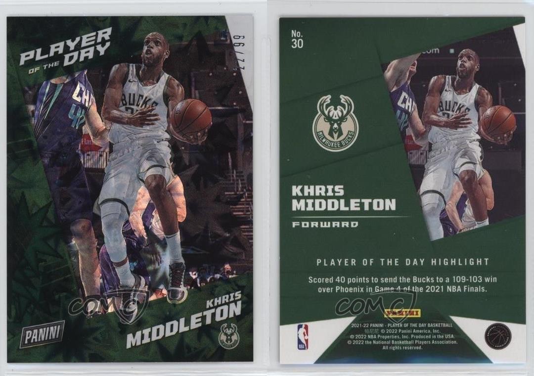 2021-22 Panini Player of the Day Kaboom 22/99 Khris Middleton #30 1c0s