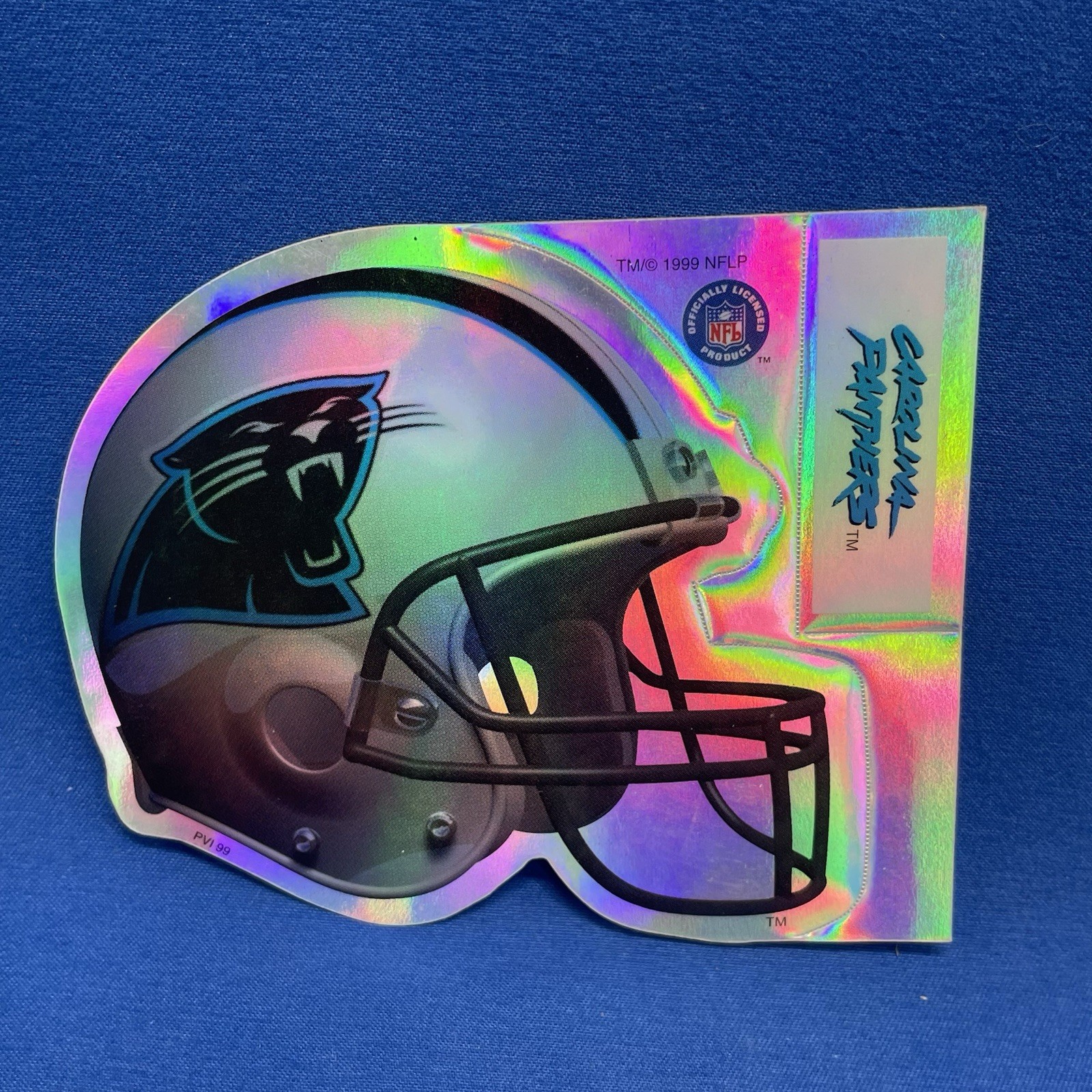 Vintage Carolina Panthers Bumper Sticker Decal PAIR 8.5x3in Long 3x3in Helmet