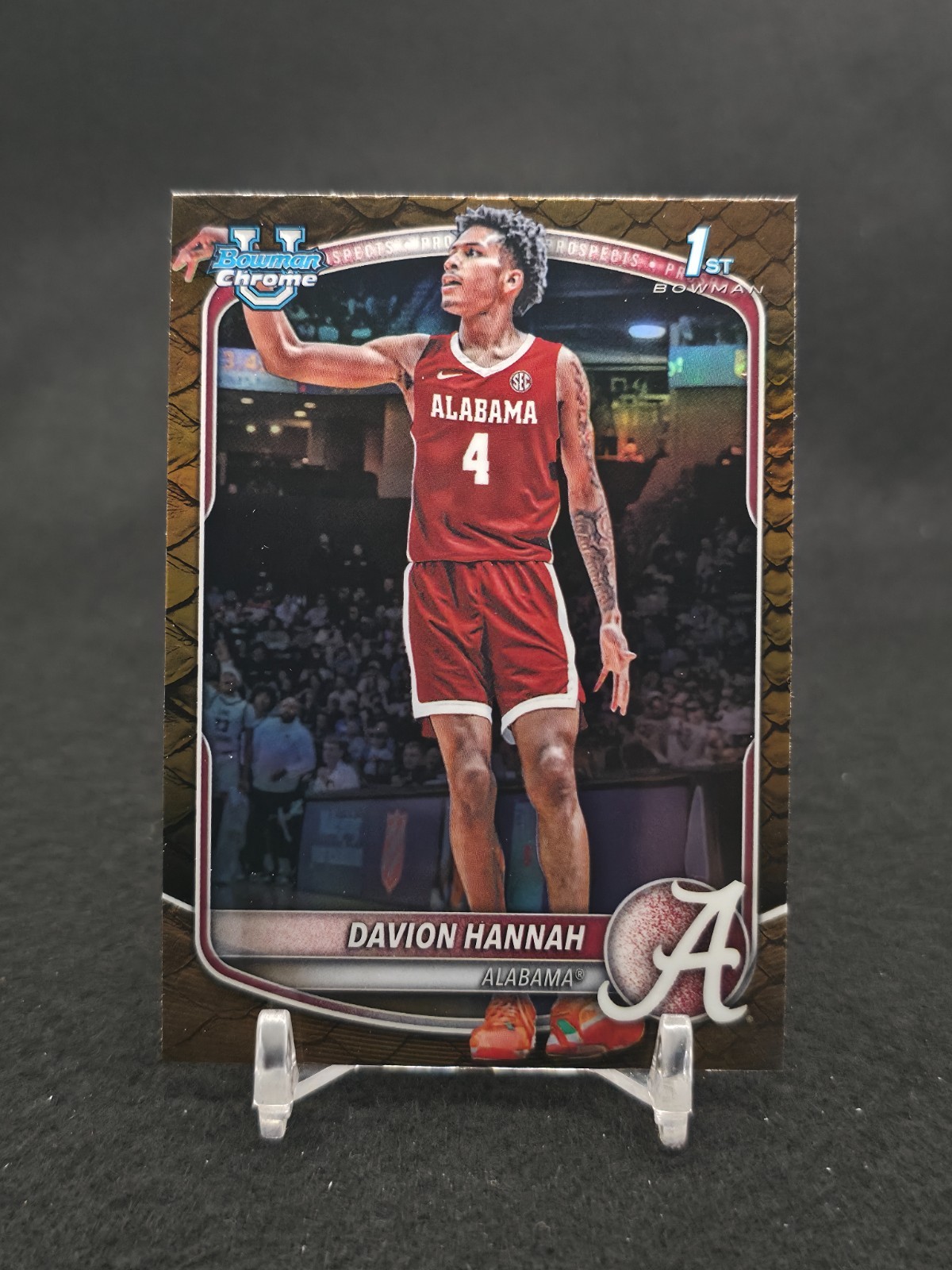 2025-26 Topps Bowman #BCP-46 Davion Hannah Reptilian Refractor 1st Alabama