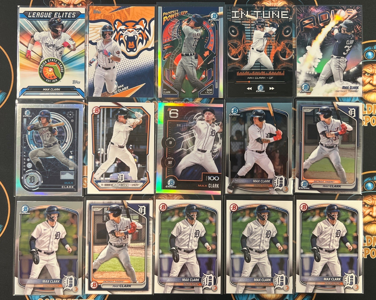 Max Clark 15 Card Lot Adios AI In Tune Prospect Power Up Chrome Paper Top 100