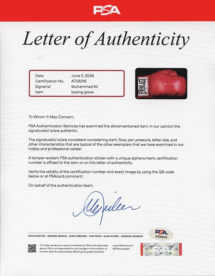 Muhammad Ali Signed Everlast Boxing Glove Pair (x2) *PERFECTLY CENTERED* PSA