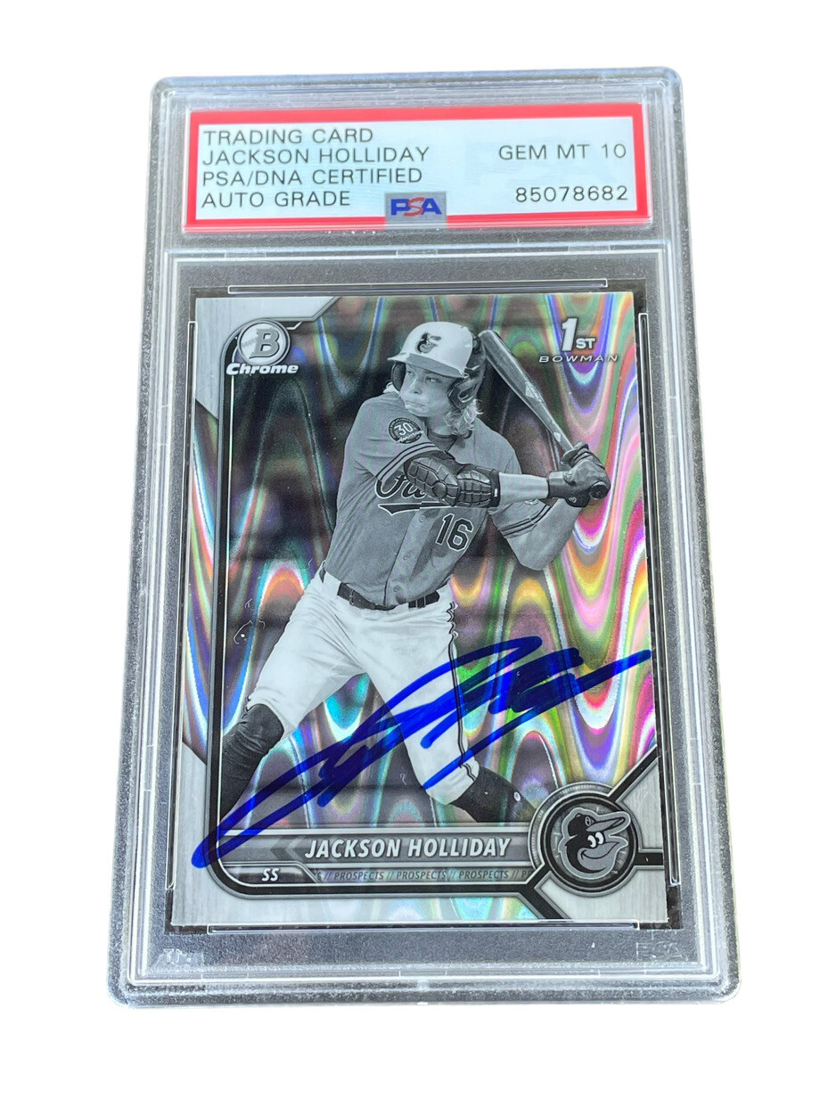 Jackson Holliday Signed Ray Wave 1st Bowman Draft Chrome Auto PSA GEM MT 10