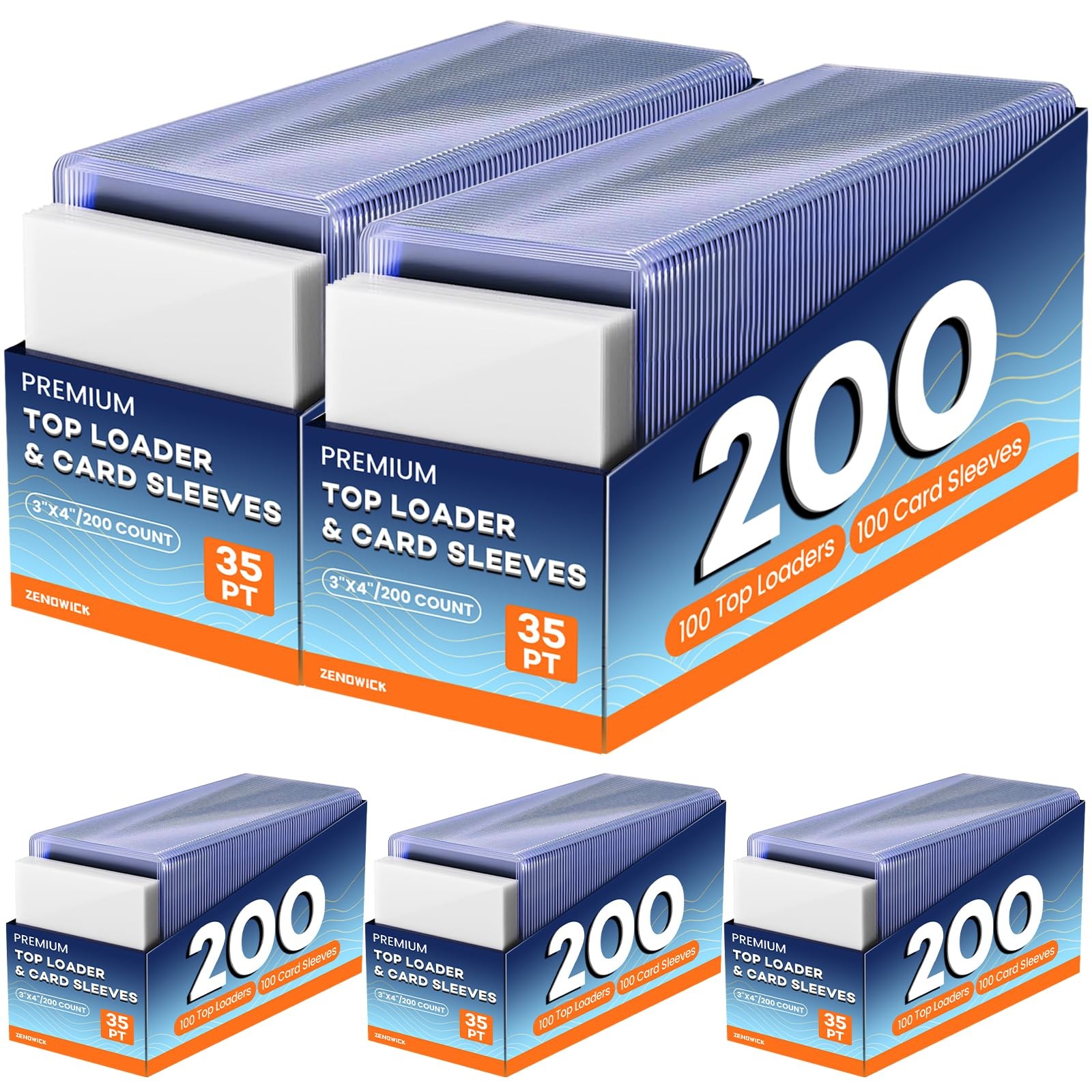 1000 Card Sleeves Top Loaders for Cards, 3″ x 4″ Hard Plastic Toploaders, Bas