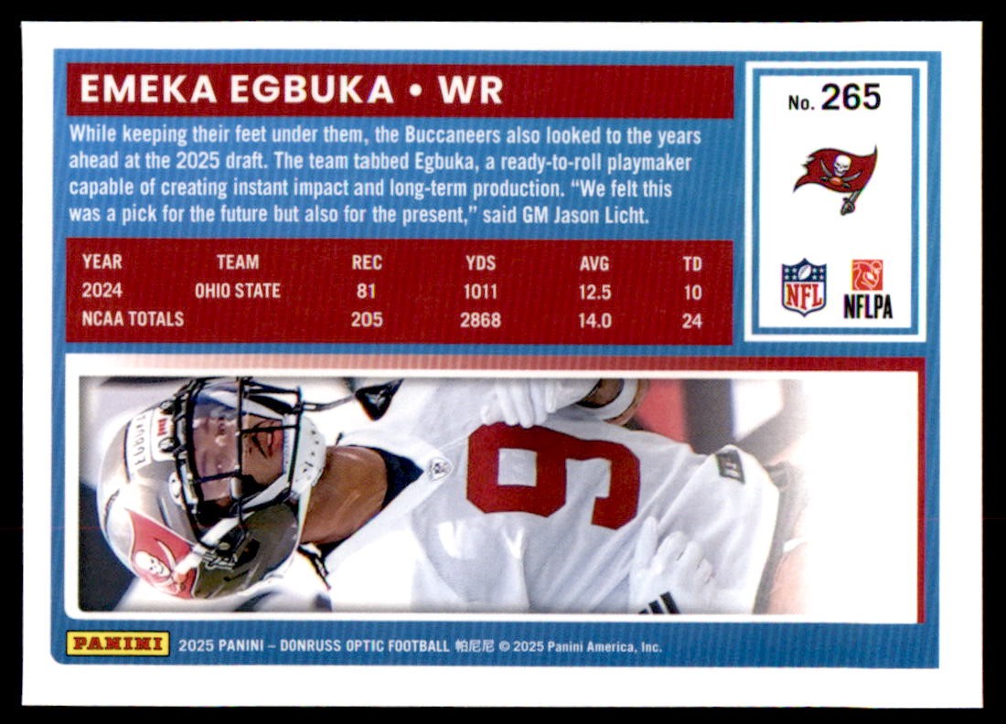 2025 Donruss Optic #265 Emeka Egbuka Rookie