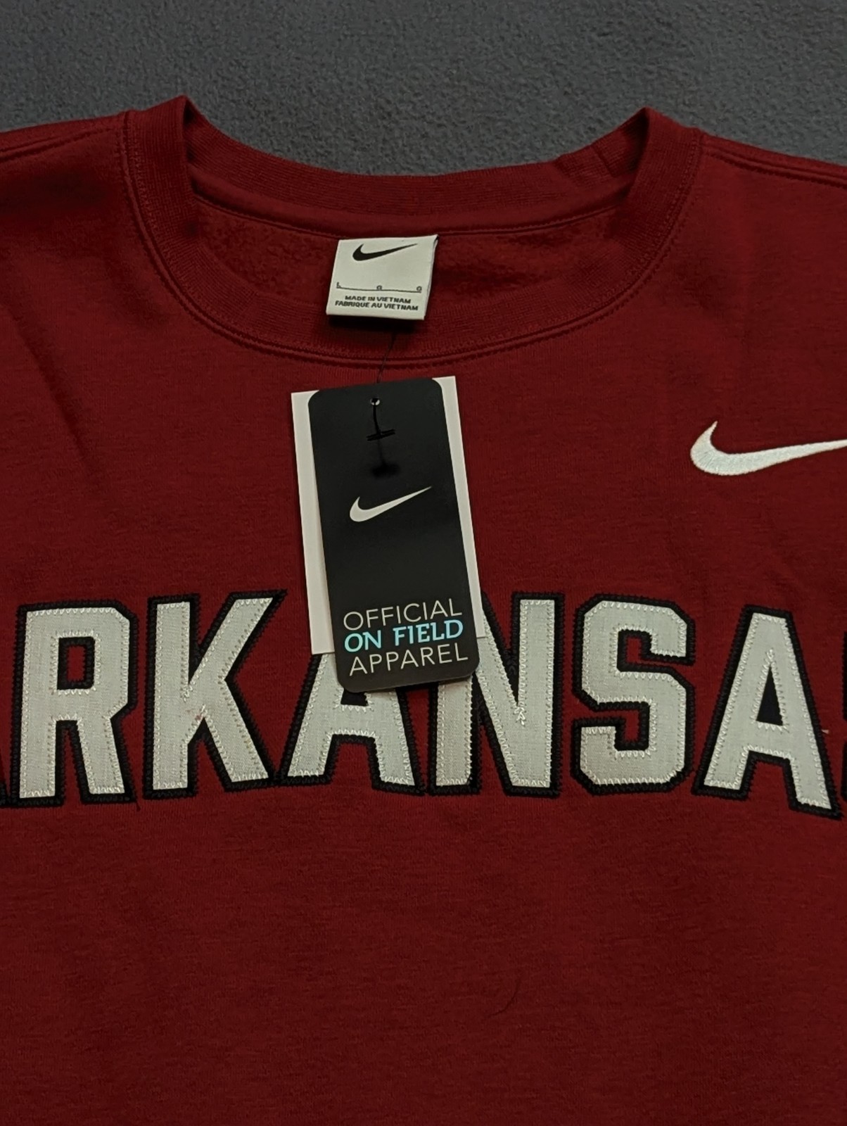 Nike Arkansas Razorbacks Tackle Twill Club Fleece Crew Sweatshirt Mens L