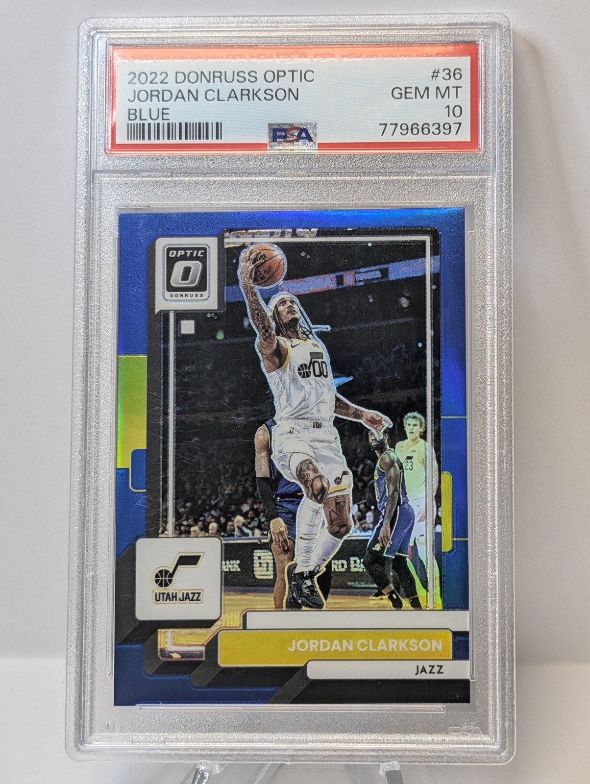 2022-23 Panini Donruss Optic Jordan Clarkson #36 Blue /49 PSA 10 🏀