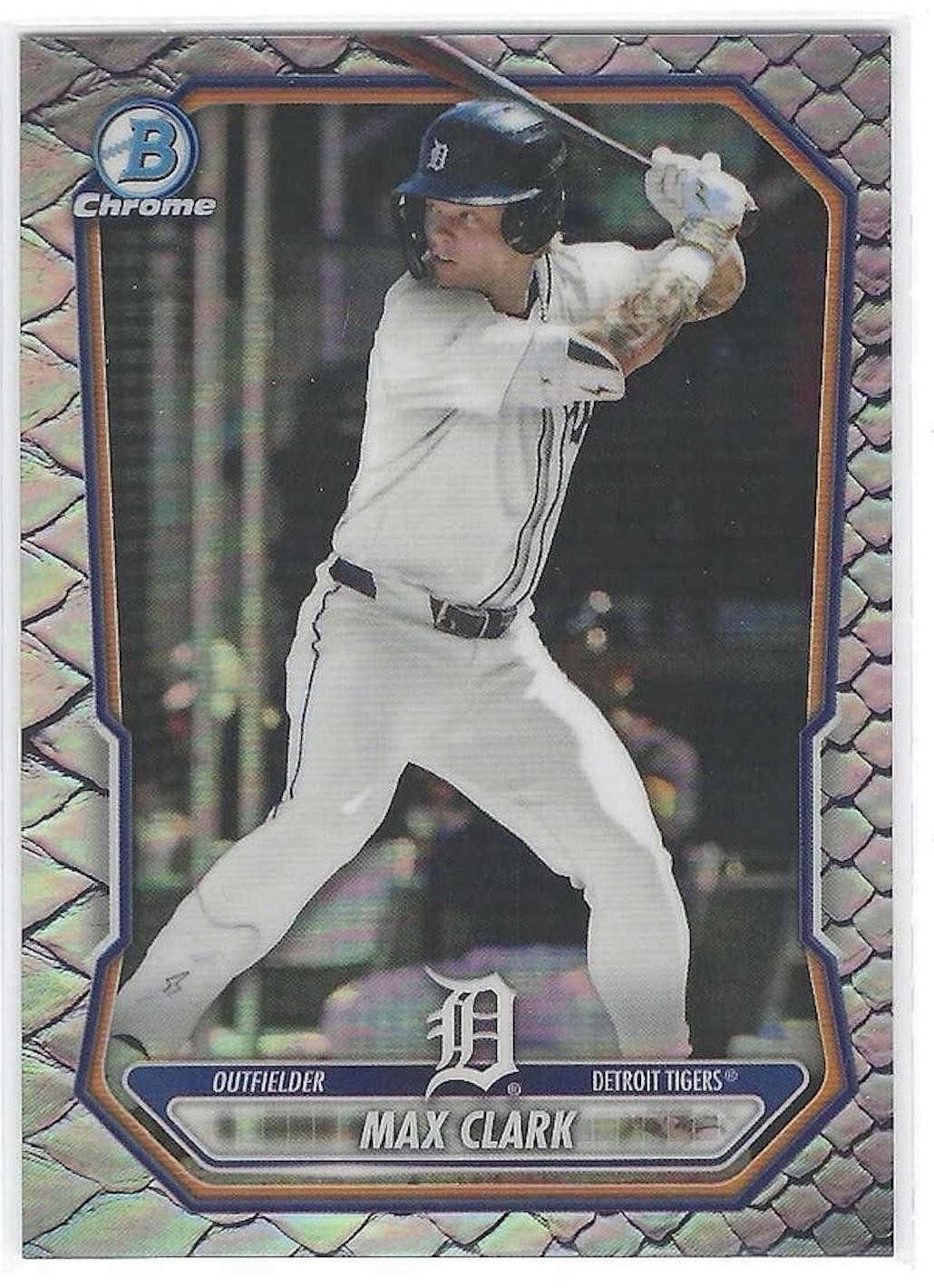 Max Clark 2026 Bowman Chrome Prospects Reptilian Refractor SP #BCP2 Tigers