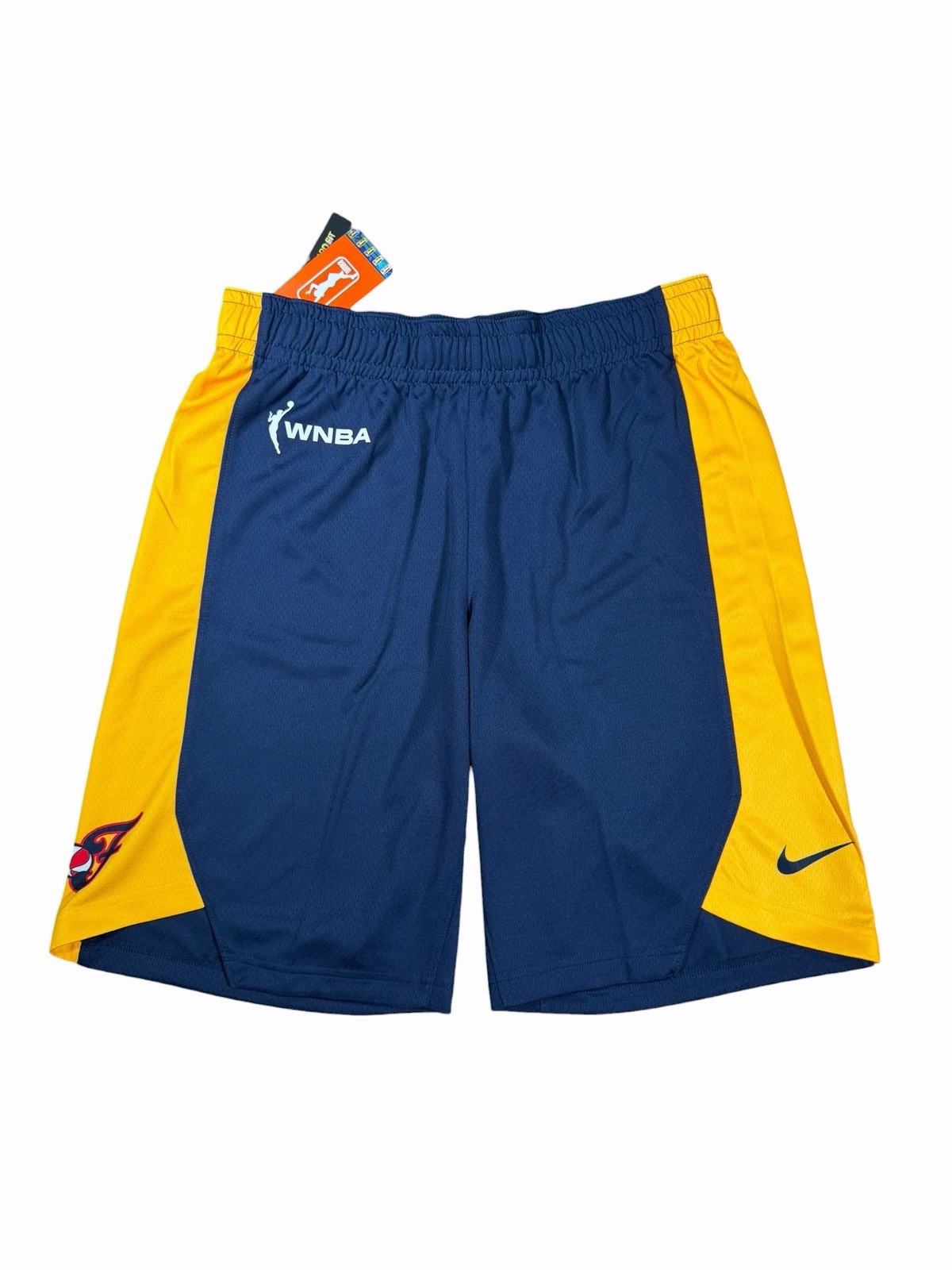 Nike Dri Fit Indiana Fever WNBA Team Navy Blue Gold Shorts Size M Tall