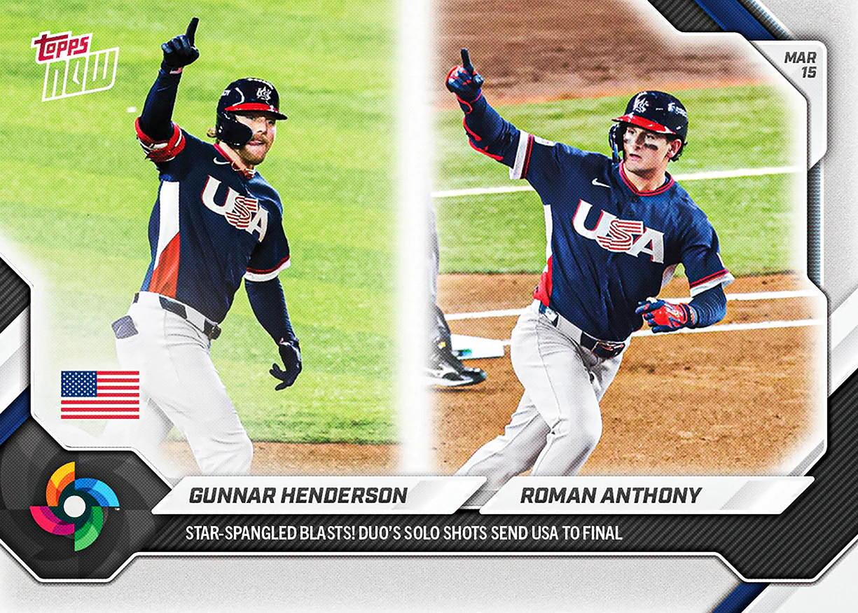 Gunnar Henderson and Roman Anthony – World Baseball Classic Topps NOW Card 37