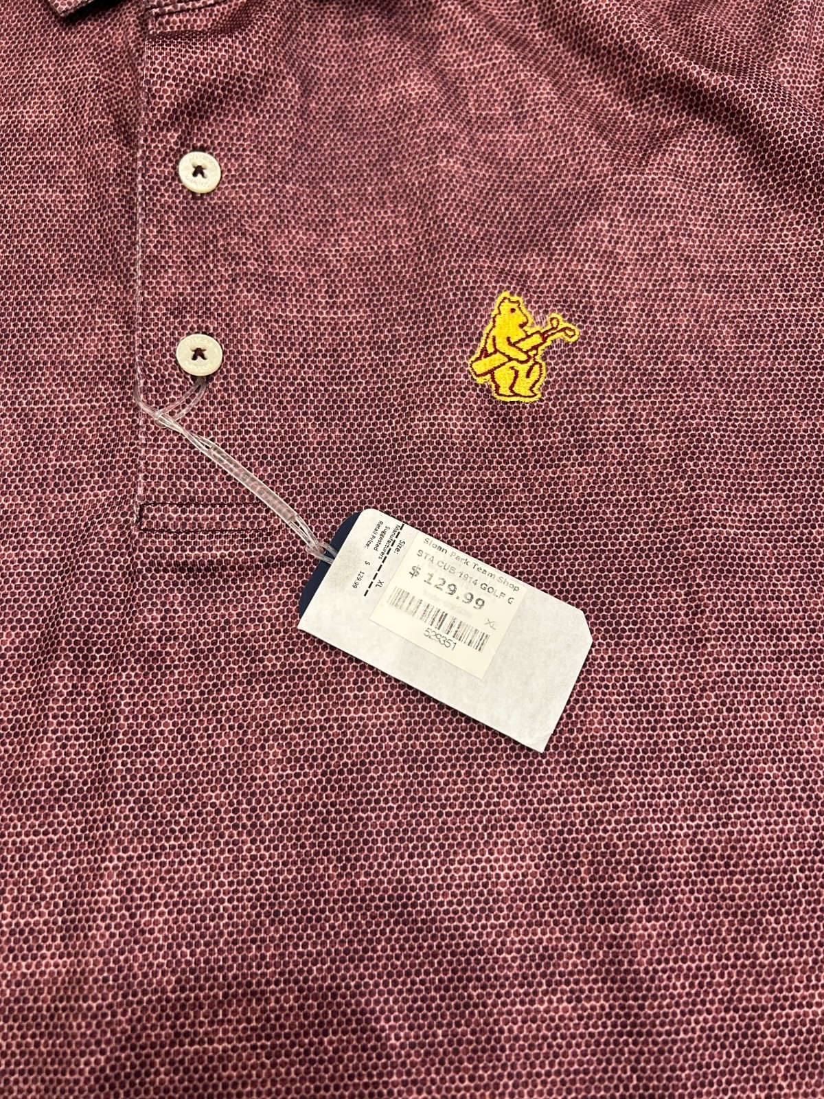 Chicago Cubs 1876 Golf Shirt Polo Performance UPF 50 Purple Maroon Johnnie-O XL