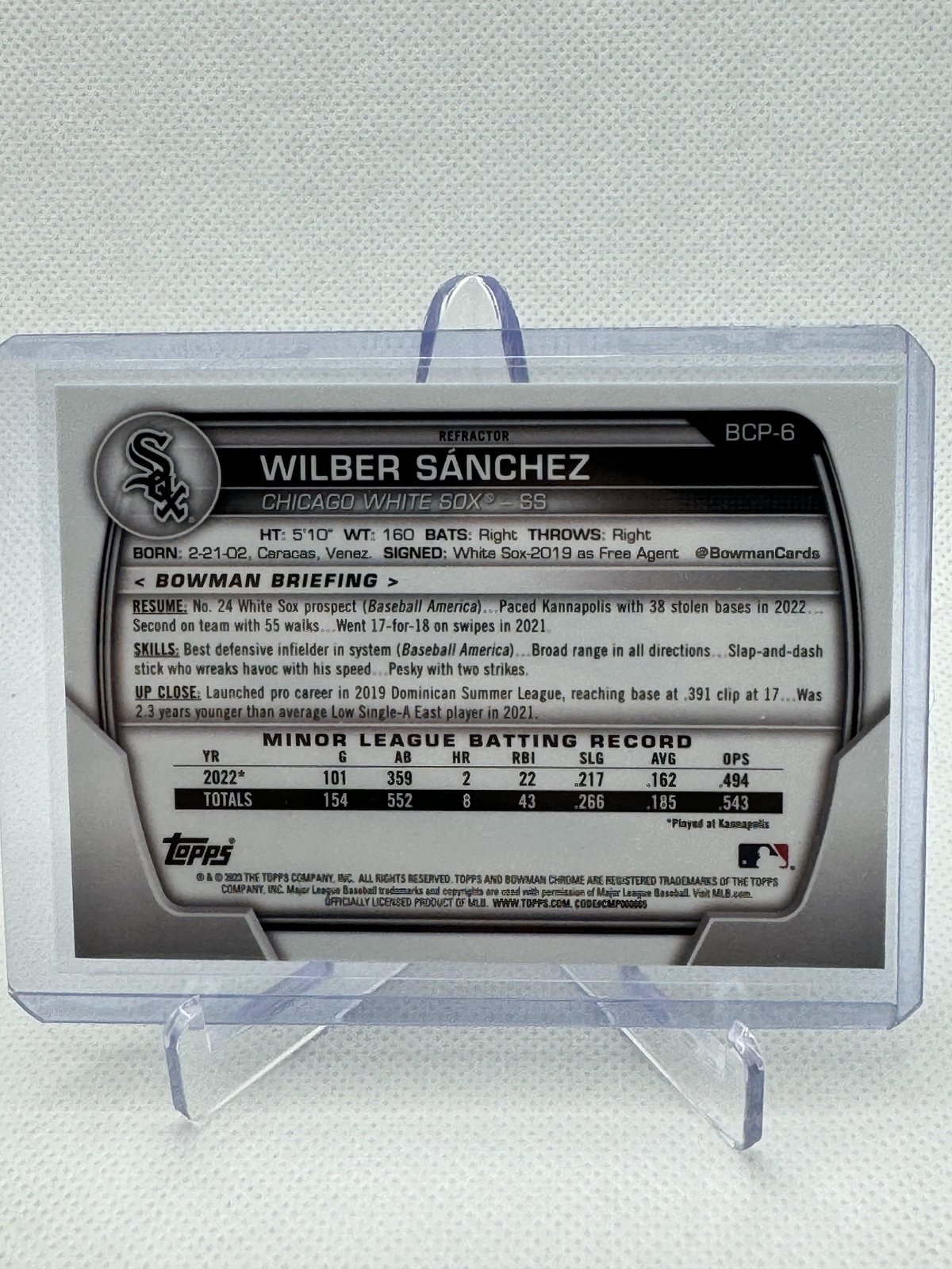 2023 Bowman 1st Edition #BCP-6 Wilber Sánchez Lunar Glow Refractor