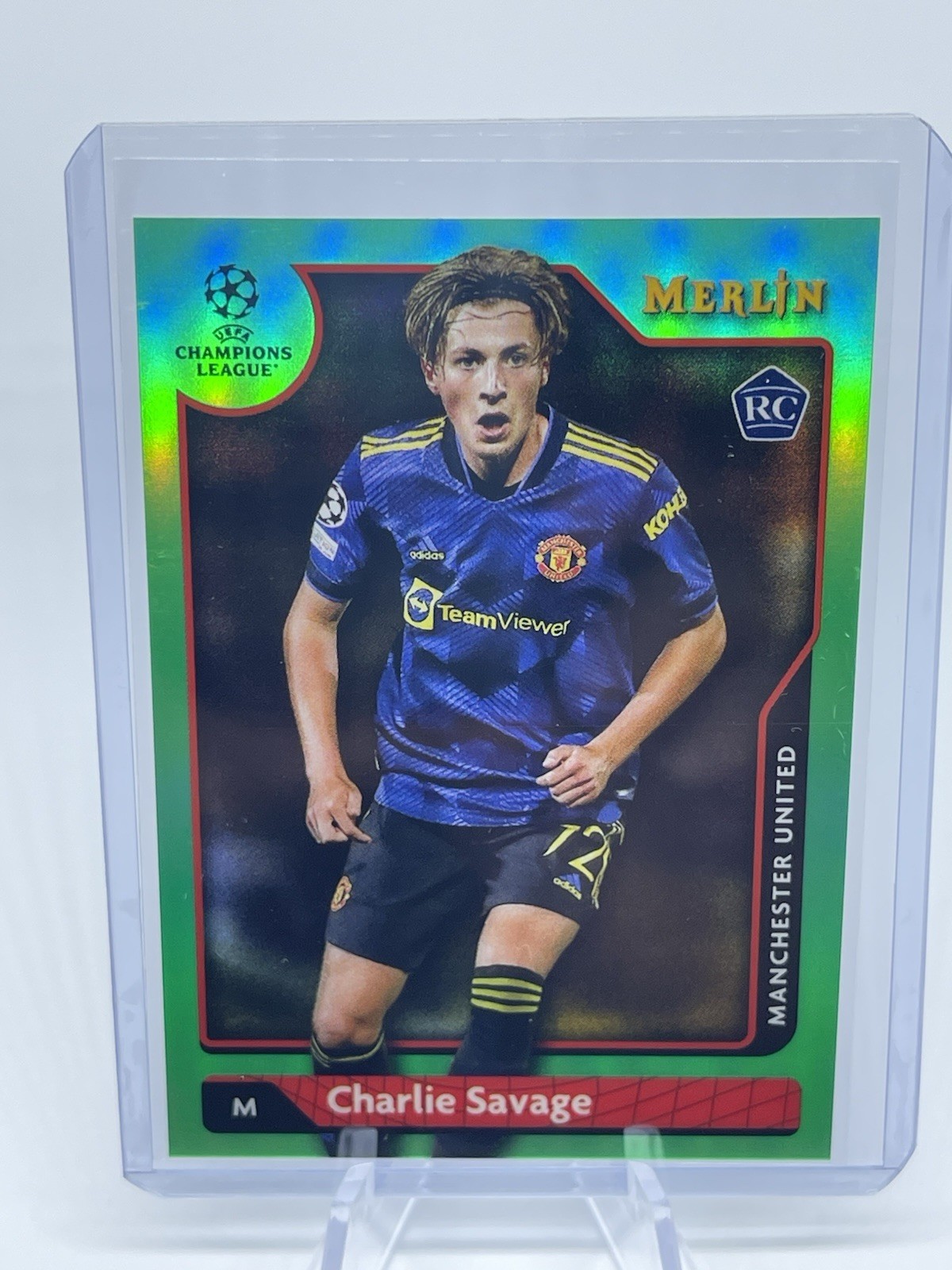 2021-22 Merlin Chrome UEFA Champions League Charlie Savage #137 Green /99 Rookie