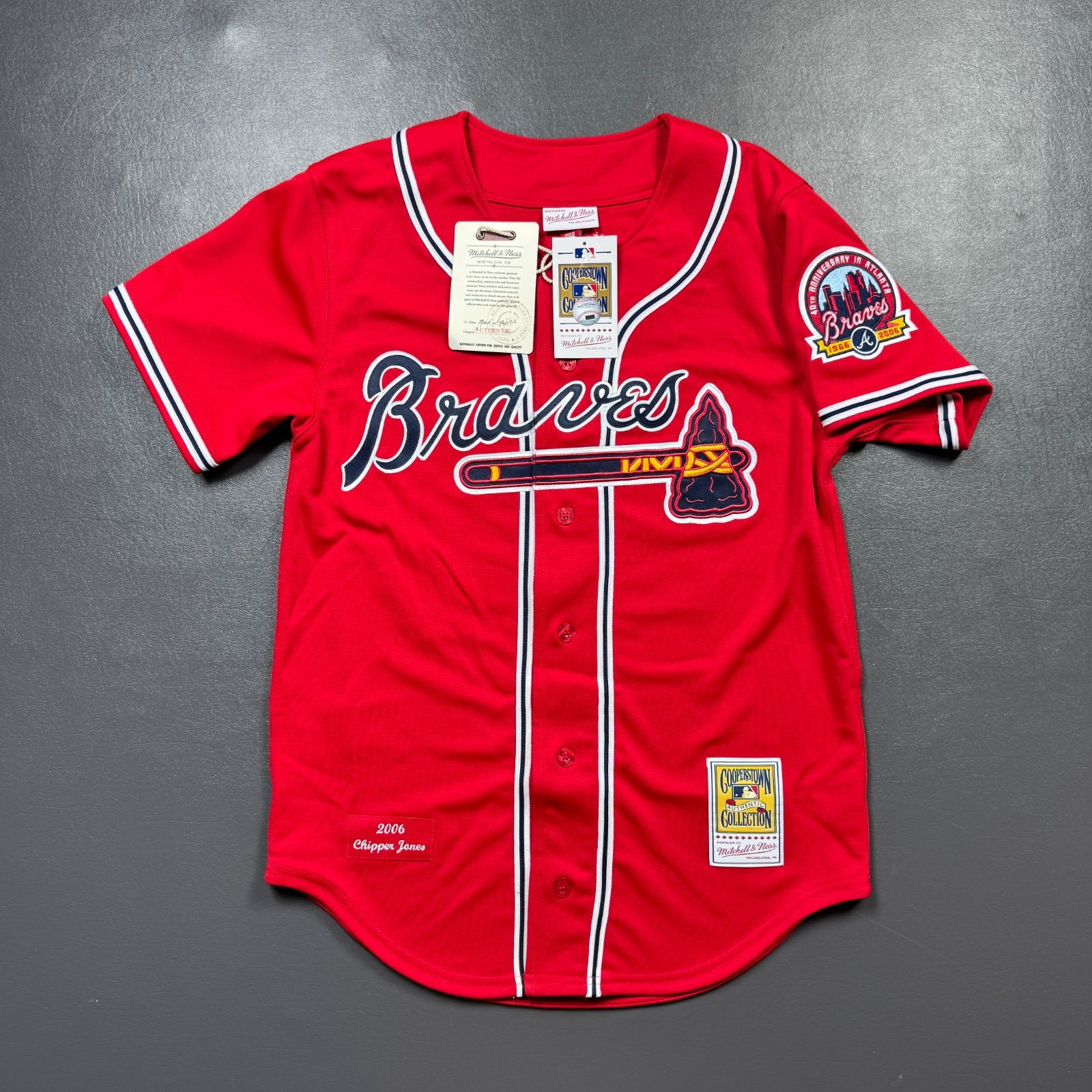 100% Authentic Chipper Jones Mitchell & Ness 2006 Atlanta Braves Jersey 60 4XL