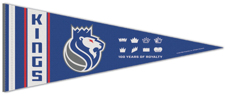 Sacramento Kings 100 YEARS ROYALTY NBA City Edition 2023-24 Premium Felt PENNANT