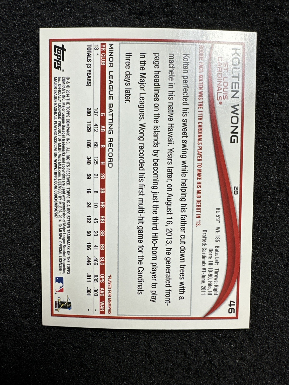 KOLTEN WONG #46 2014 Topps RC Rookie Card (Buy 10 get 10 Free)