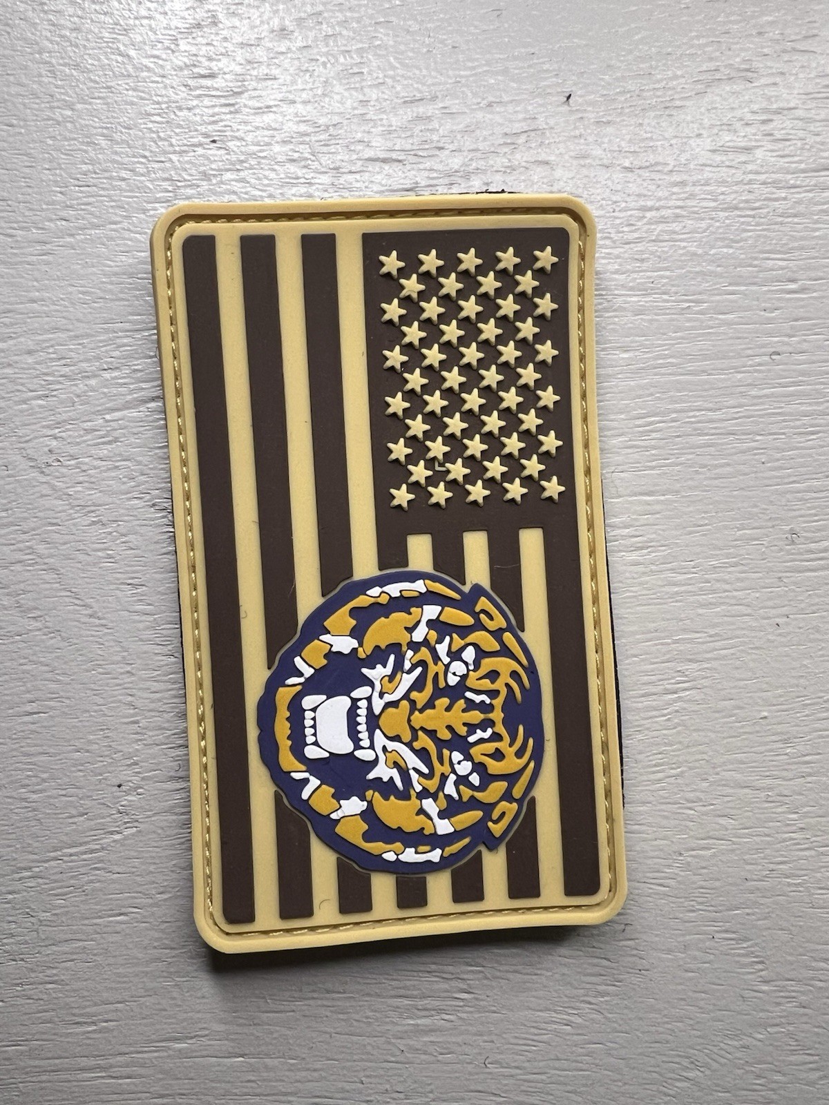 Military Combat American Flag LSU Tigers football PVC Patch W Vlcro