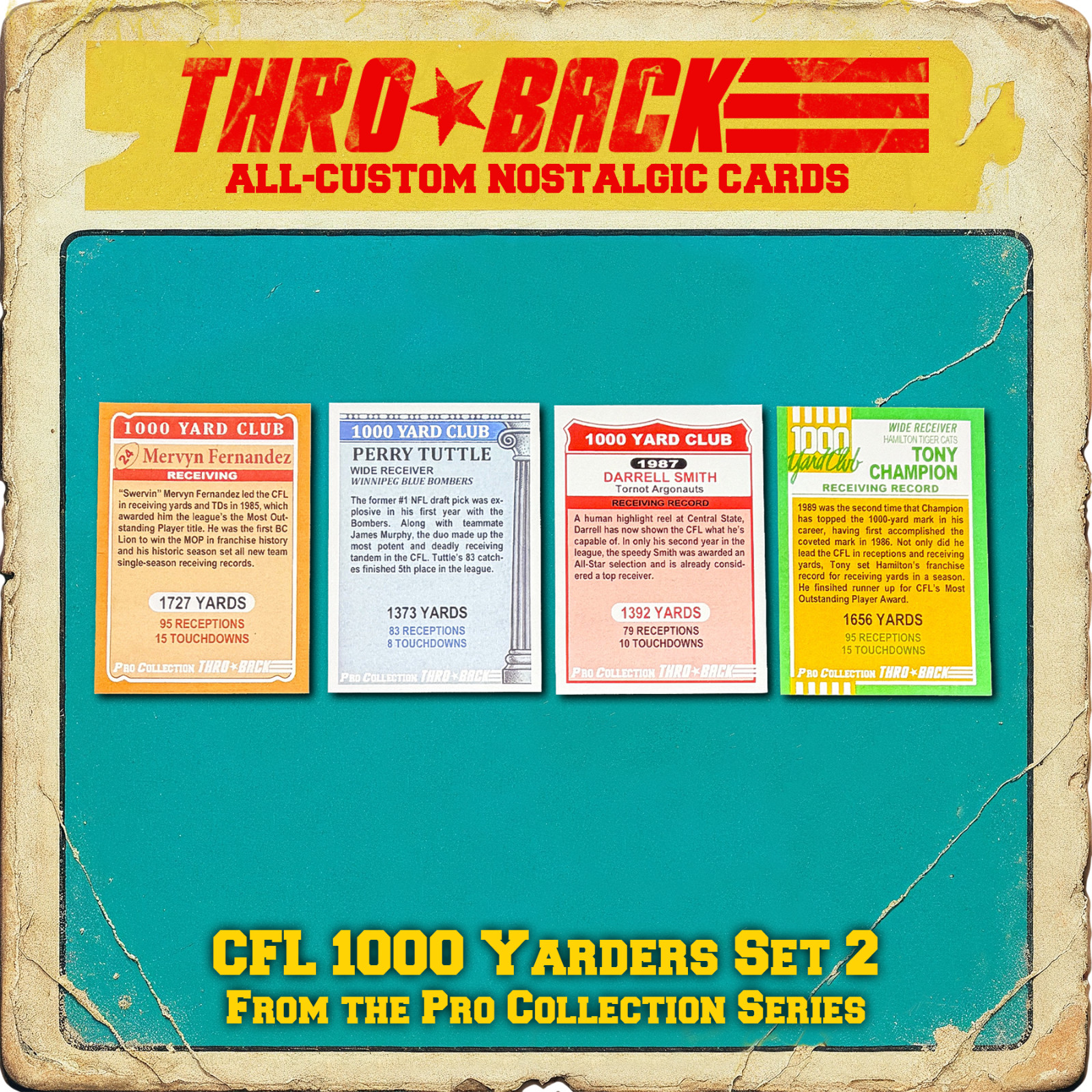 THROBACK custom Football Card CFL 1000 Yard Set 2 Bombers Argos Tiger Cats Lions