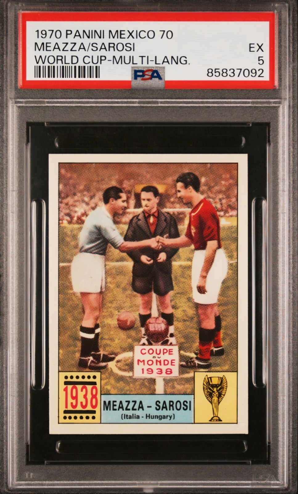 1970 Panini World Cup Mexico 70 Meazza Sarosi PSA 5 EX