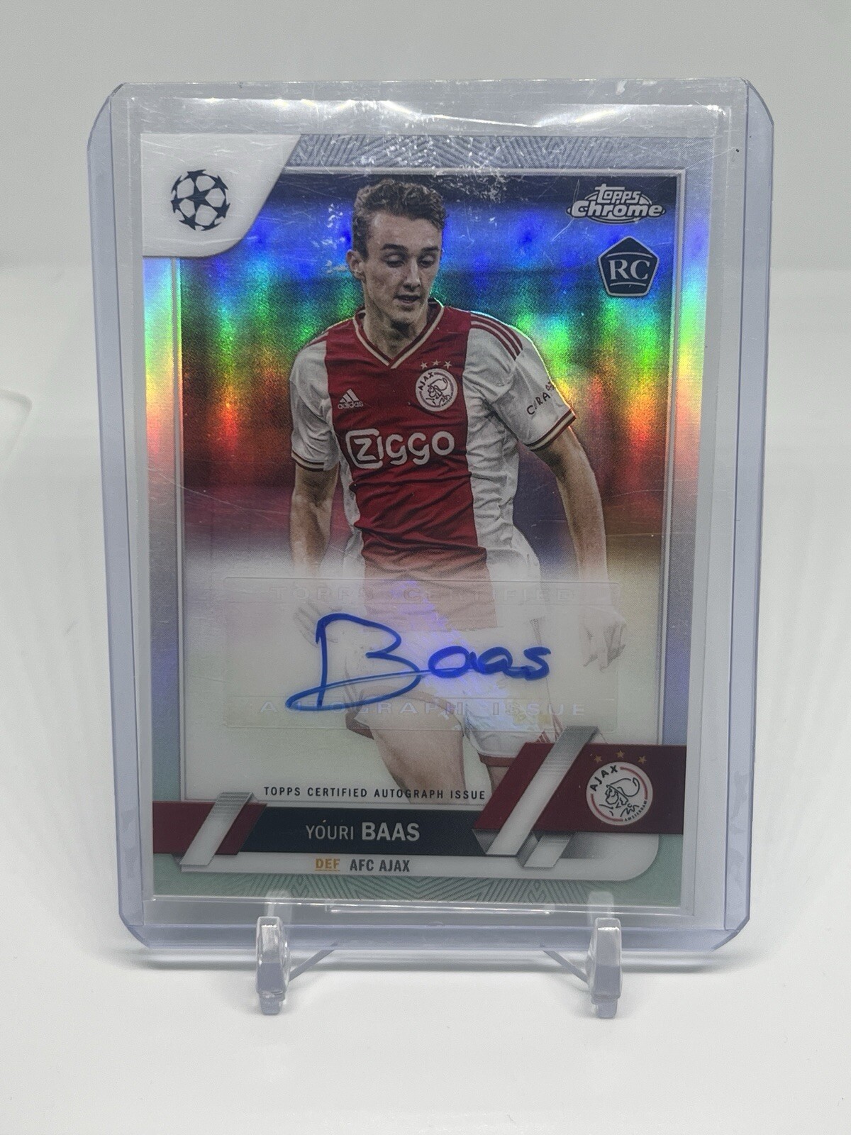 YOURI BAAS 2022-23 TOPPS CHROME UEFA CLUB COMPETITIONS RC REFRACTOR AUTO