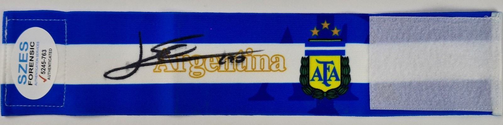 Lionel Messi Argentina AFA captain armband Hand Signed W/COA+Free shipping