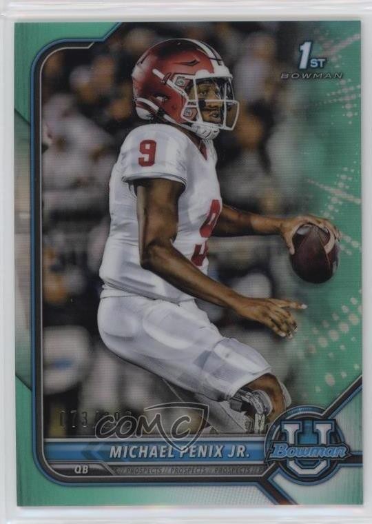2021-22 Bowman U Chrome Prospects Aqua Refractor 73/299 Michael Penix Jr #41 8mm