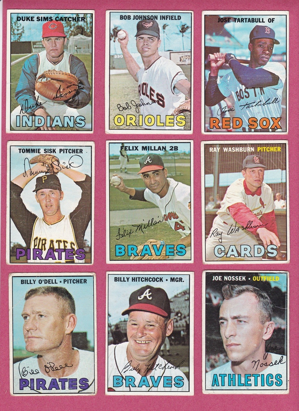 1967 Topps Baseball Cards – commons, poor/fair/good condition, filler cards