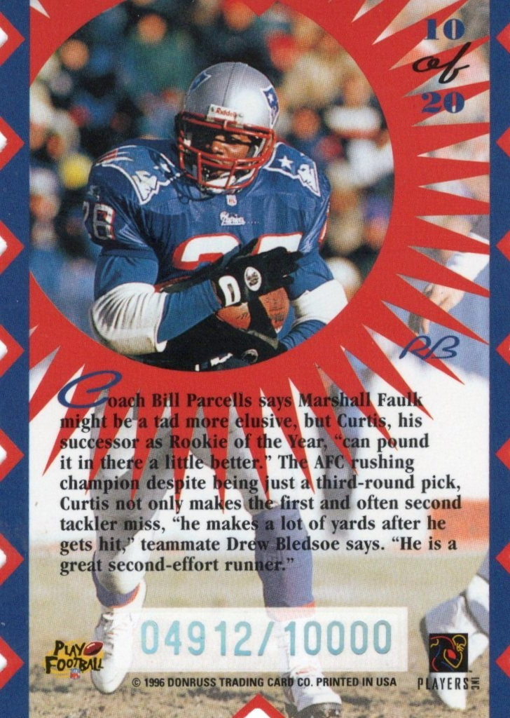 Curtis Martin Patriots 1996 Donruss Hit List #10 /10000 Bx14b