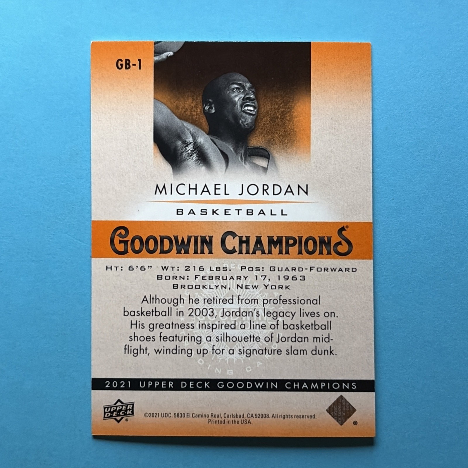 2021 Upper Deck Goodwin Champions #GB-1 Michael Jordan Blue /499