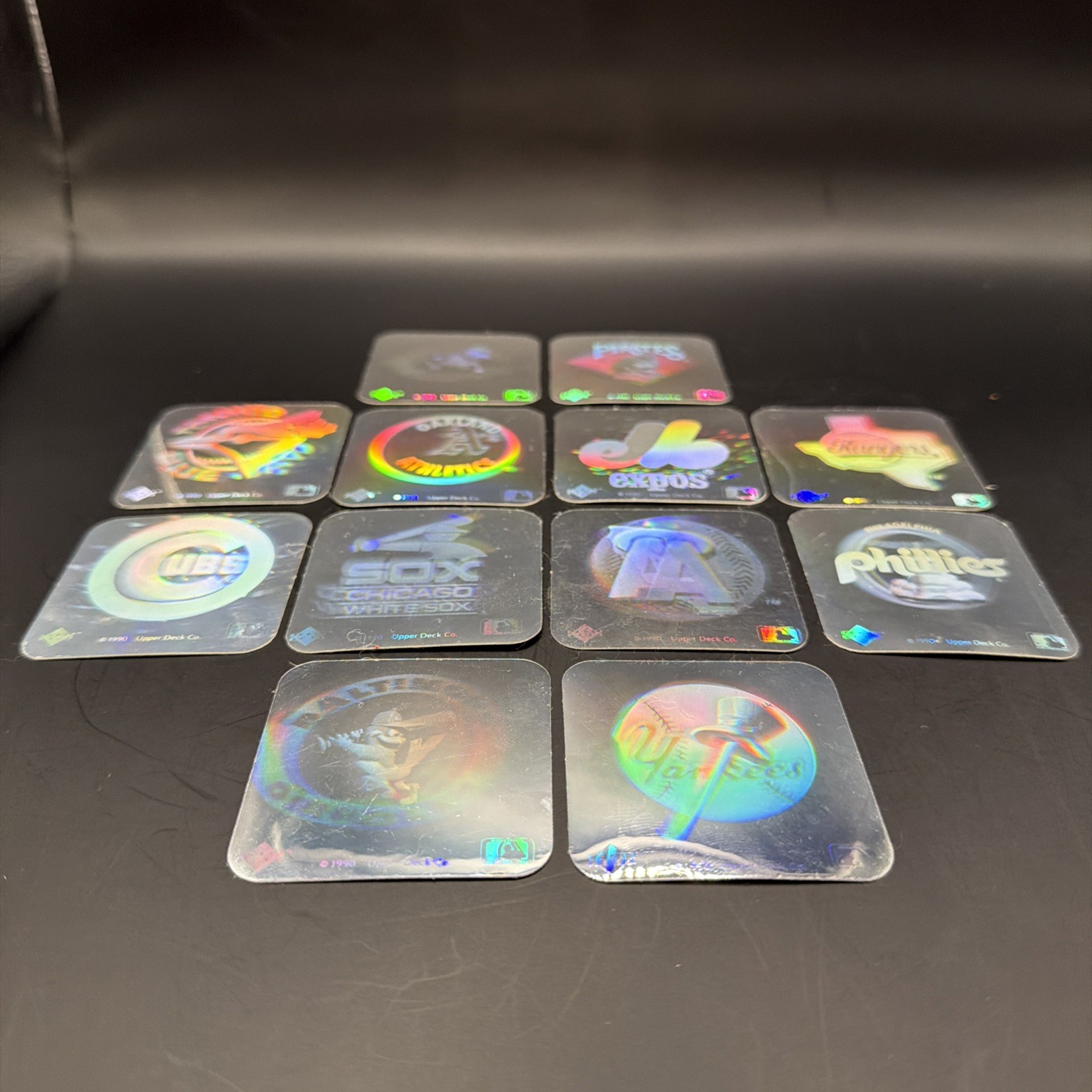 12 Card Lot Of 1990 UD Team Logo Hologram Unique & Different See Description
