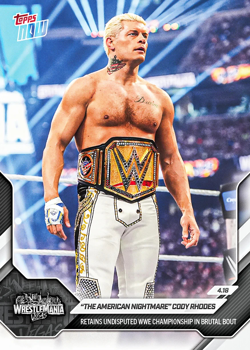 2026 Topps NOW WWE 42 CODY RHODES AM NIGHTMARE RET TITLE @WRESTLEMAINIA PRESALE