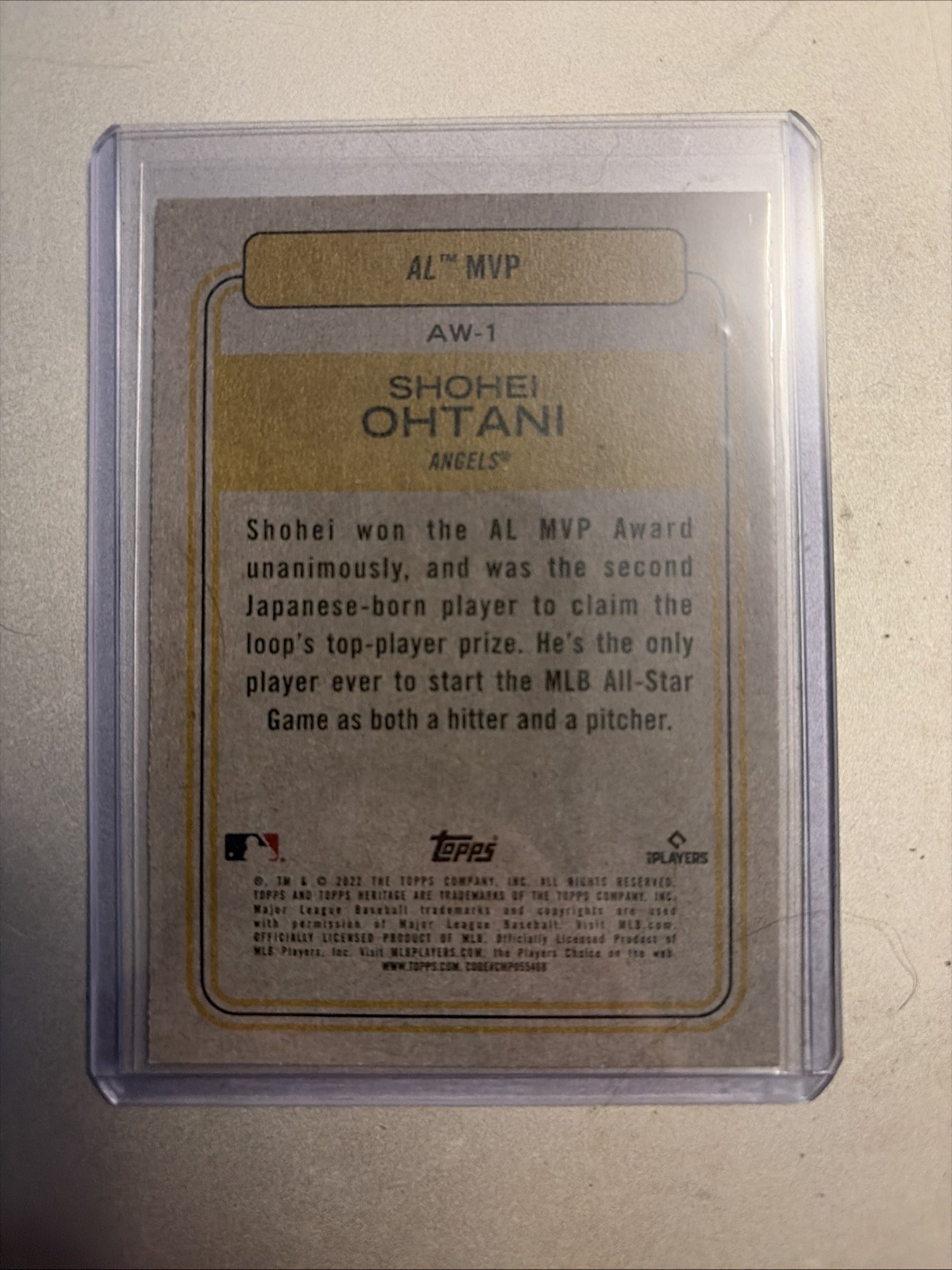 2022 Topps Heritage High Number – Award Winners Shohei Ohtani #AW-1
