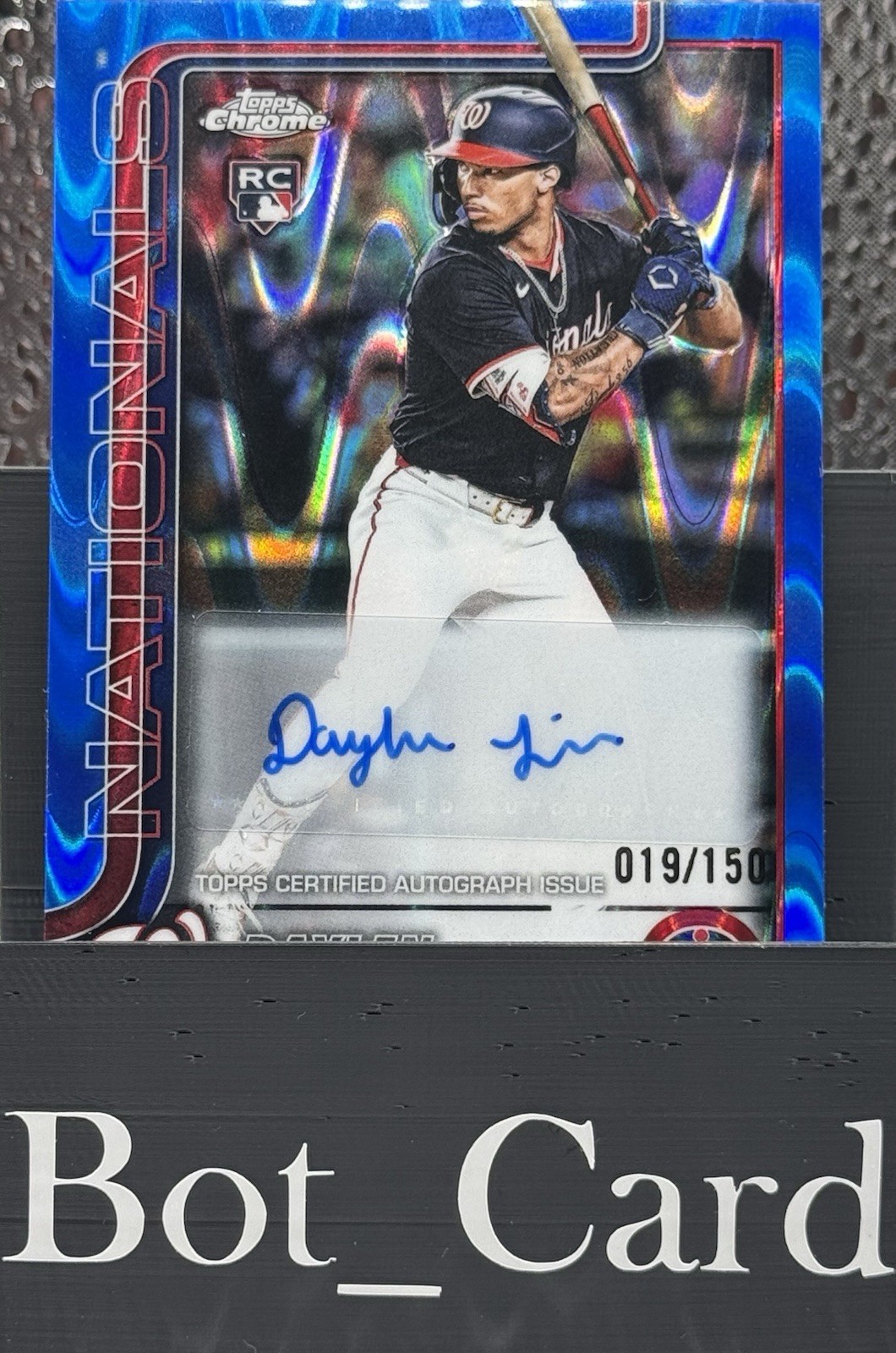 Topps 2025 Chrome Update Rookie Auto Daylen Lile Nationals Blue RayWave 019/150
