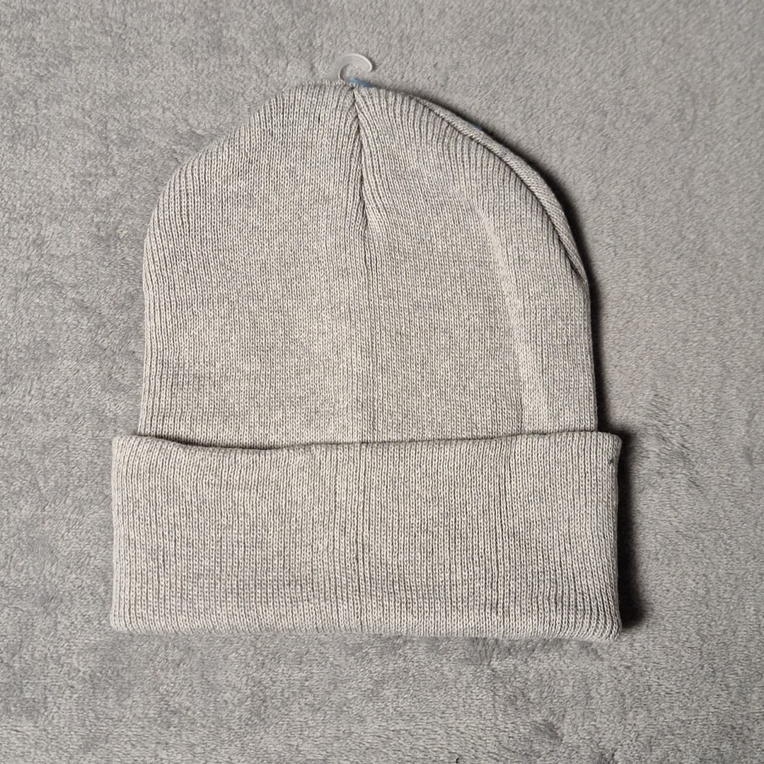 Cleveland Indians Leather Rectangle Patch Gray Beanie Cap MLB