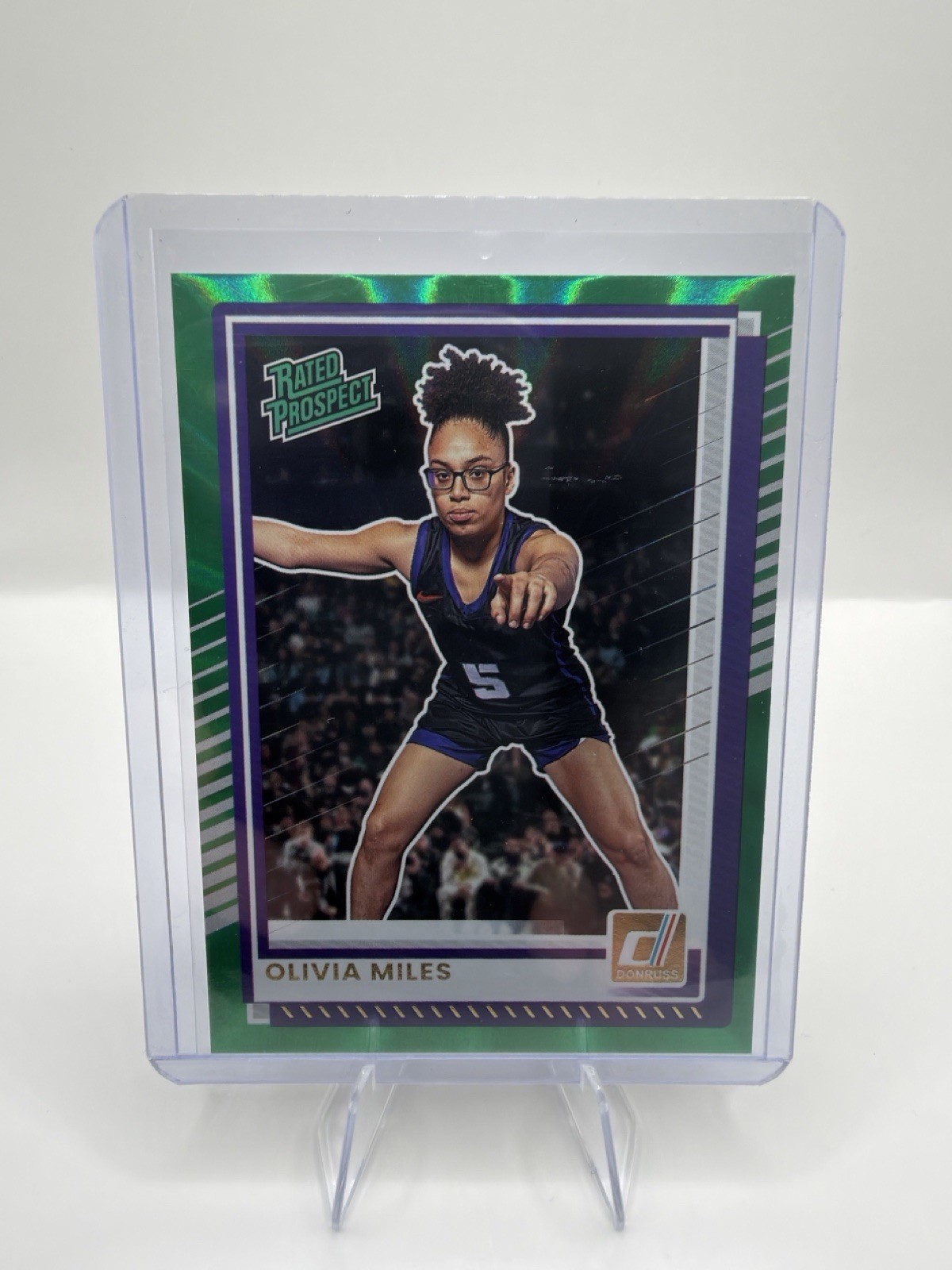 2025-26 Panini Donruss – Olivia Miles #89 / Rated Prospect / Holo Green Laser