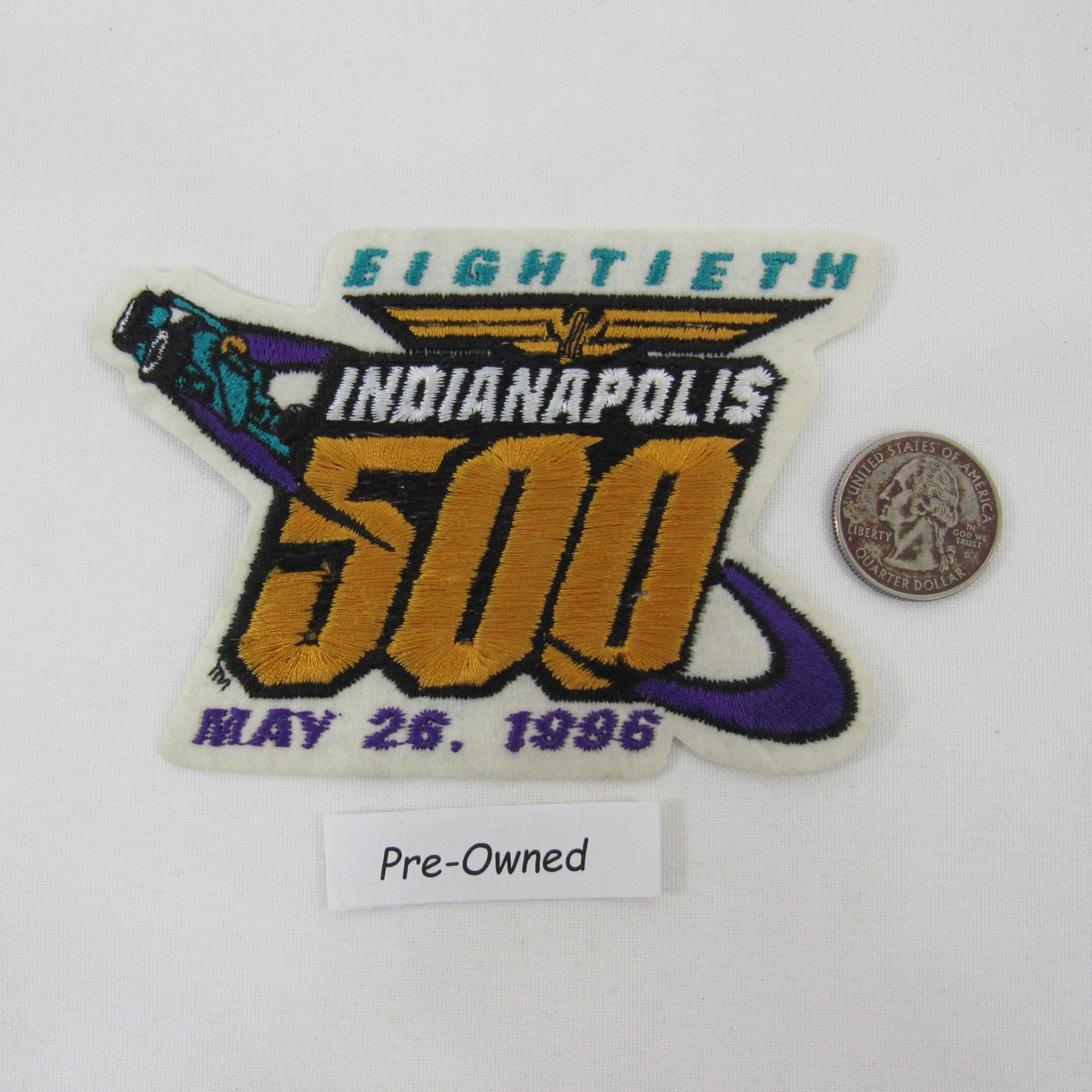 1996 Indy 500 Event Collector Emblem Patch Iron-On-Patch Buddy Lazier Pre-Owned