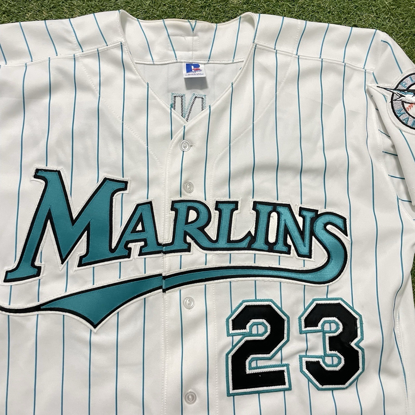 Vintage 90s Charles Johnson Florida Marlins Russell Jersey MLB Sz 44 USA Made